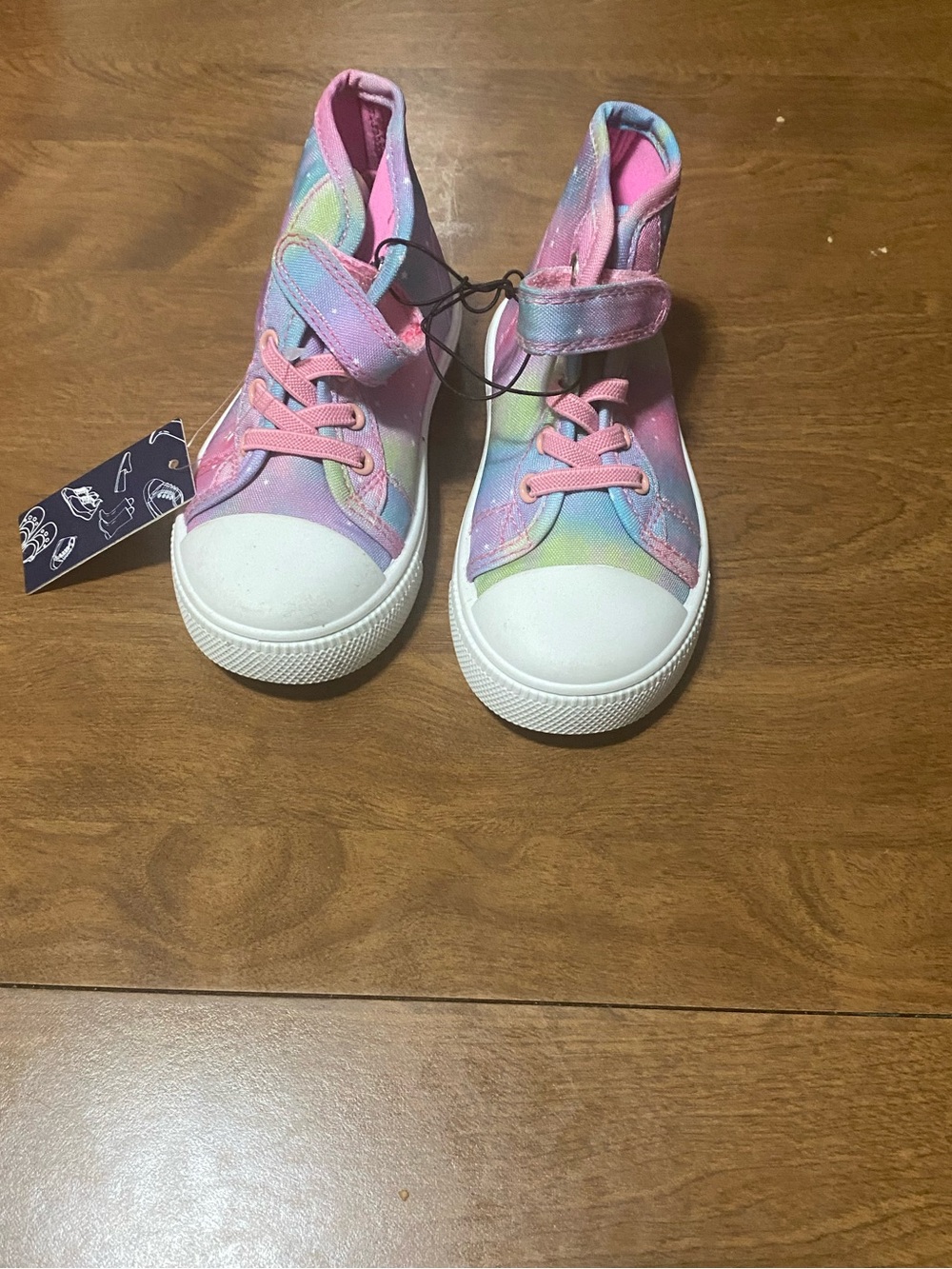 Kids Pastel Rainbow High-Top Sneakers - Pink